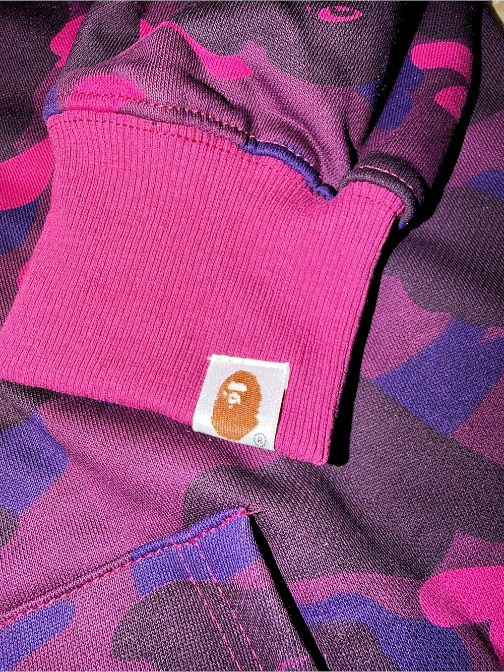A Bathing Ape Color Camo Shark Full Zip Hoodie Purple Pink XL - Picture 6 of 6